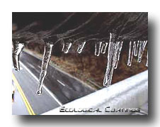 Ice Clings To Un-Coated Steel On Bridge